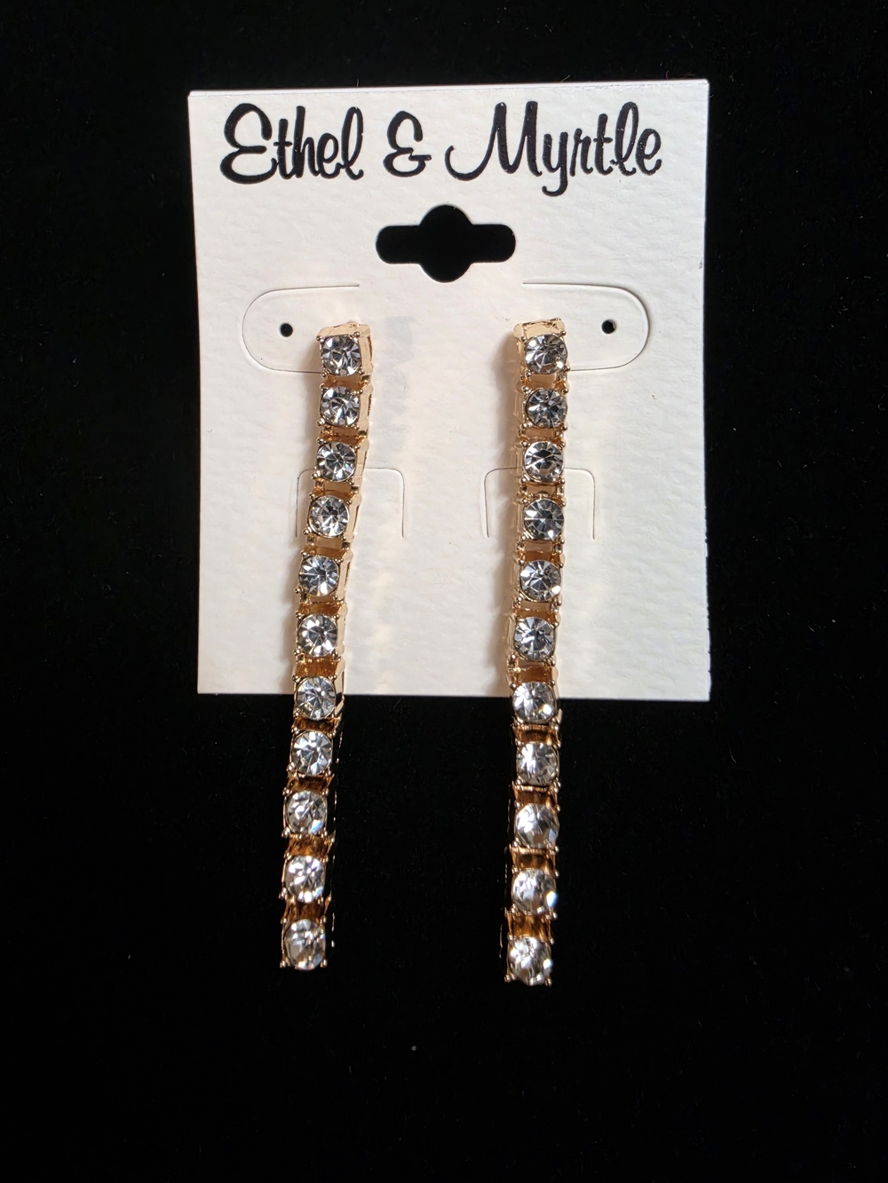 Ethel & Myrtle Gold-Tone Linear Crystal Drop Earrings - Clear